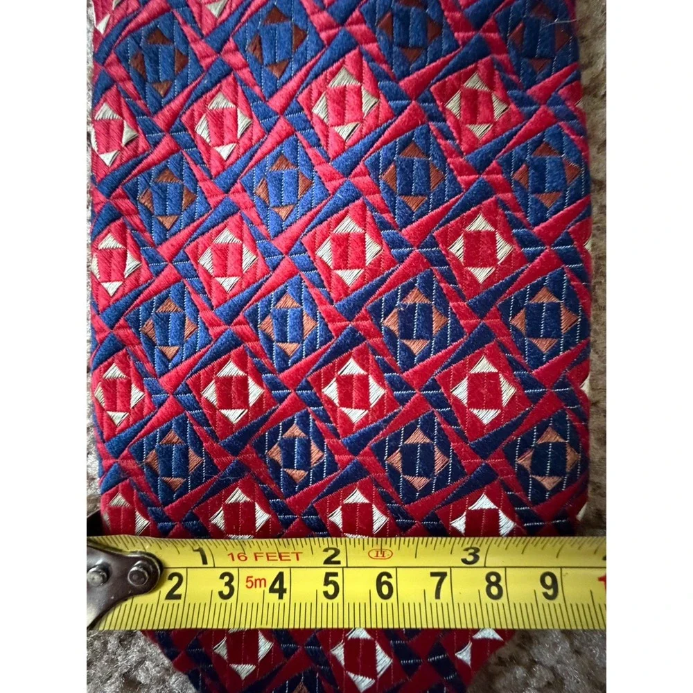 Oleg Cassini Neckwear Tie Red Blue  Geometric Pattern Polyester JBHS